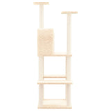 Cat Tree with Sisal Scratching Posts Cream 144.5 cm - Top-Down View