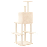 Cat Tree with Sisal Scratching Posts Cream 144.5 cm - 45-Degree Angle