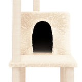 Cat Tree with Sisal Scratching Posts Cream 144.5 cm