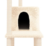 Cat Tree with Sisal Scratching Posts Cream 144.5 cm - Rear View