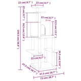 Cat Tree with Sisal Scratching Posts Cream 144.5 cm