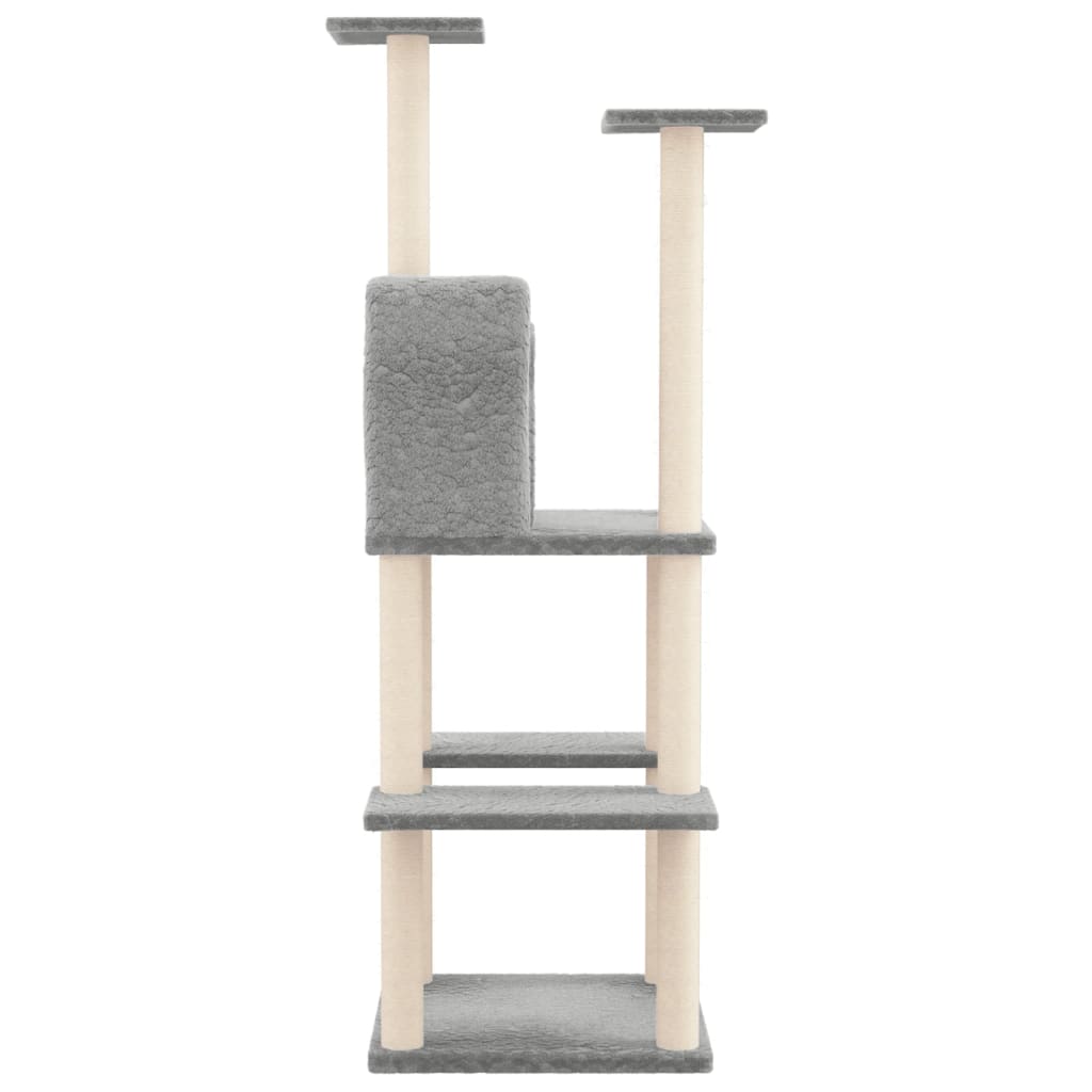 Cat Tree with Sisal Scratching Posts Light Grey 144.5 cm