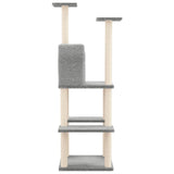 Cat Tree with Sisal Scratching Posts Light Grey 144.5 cm - Top-Down View