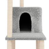 Cat Tree with Sisal Scratching Posts Light Grey 144.5 cm - Rear View
