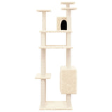 Cat Tree with Sisal Scratching Posts Cream 162 cm - Side View