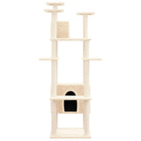 Cat Tree with Sisal Scratching Posts Cream 162 cm - Top-Down View