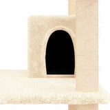 Cat Tree with Sisal Scratching Posts Cream 162 cm - Rear View