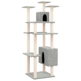 Cat Tree with Sisal Scratching Posts Light Grey 162 cm - Front View