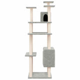 Cat Tree with Sisal Scratching Posts Light Grey 162 cm - Side View