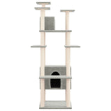 Cat Tree with Sisal Scratching Posts Light Grey 162 cm - Top-Down View