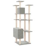 Cat Tree with Sisal Scratching Posts Light Grey 162 cm - 45-Degree Angle