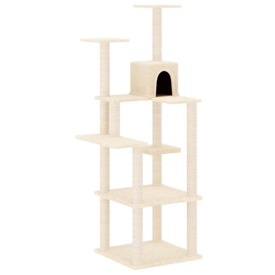 Cat Tree with Sisal Scratching Posts Cream 153 cm