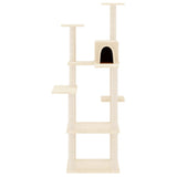 Cat Tree with Sisal Scratching Posts Cream 153 cm