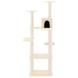 Cat Tree with Sisal Scratching Posts Cream 153 cm - Side View