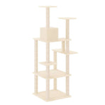 Cat Tree with Sisal Scratching Posts Cream 153 cm