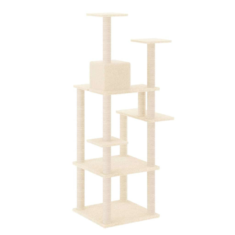 Cat Tree with Sisal Scratching Posts Cream 153 cm