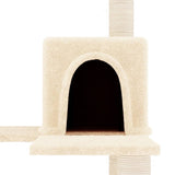 Cat Tree with Sisal Scratching Posts Cream 153 cm - Rear View