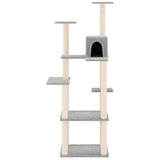 Cat Tree with Sisal Scratching Posts Light Grey 153 cm - Side View