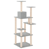 Cat Tree with Sisal Scratching Posts Light Grey 153 cm - 45-Degree Angle