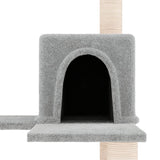 Cat Tree with Sisal Scratching Posts Light Grey 153 cm - Rear View
