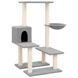 Cat Tree with Sisal Scratching Posts Light Grey 94.5 cm - Front View