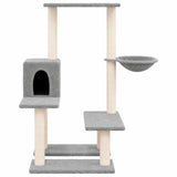 Cat Tree with Sisal Scratching Posts Light Grey 94.5 cm - Side View