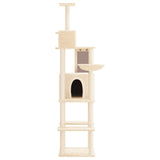 Cat Tree with Sisal Scratching Posts Cream 201 cm - Side View
