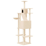 Cat Tree with Sisal Scratching Posts Cream 201 cm - 45-Degree Angle