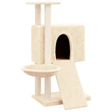 Cat Tree with Sisal Scratching Posts Cream 96 cm - Front View