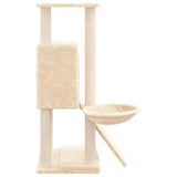 Cat Tree with Sisal Scratching Posts Cream 96 cm - Top-Down View