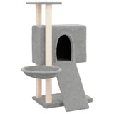 Cat Tree with Sisal Scratching Posts Light Grey 96 cm - Front View