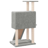 Cat Tree with Sisal Scratching Posts Light Grey 96 cm - 45-Degree Angle