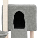 Cat Tree with Sisal Scratching Posts Light Grey 96 cm - Rear View