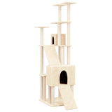 Cat Tree with Sisal Scratching Posts Cream 190 cm - Front View