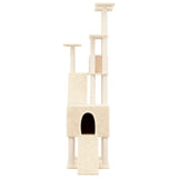 Cat Tree with Sisal Scratching Posts Cream 190 cm - Side View