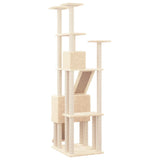 Cat Tree with Sisal Scratching Posts Cream 190 cm - 45-Degree Angle
