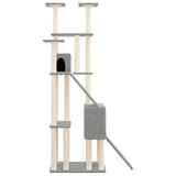 Cat Tree with Sisal Scratching Posts Light Grey 190 cm - Top-Down View