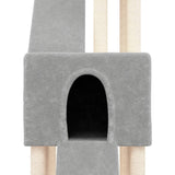 Cat Tree with Sisal Scratching Posts Light Grey 190 cm - Rear View