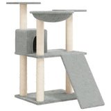 Cat Tree with Sisal Scratching Posts Light Grey 83 cm - Front View