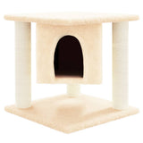 Cat Tree with Sisal Scratching Posts Cream 37 cm - Side View