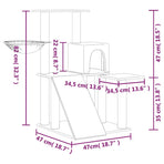 Cat Tree with Sisal Scratching Posts Light Grey 82 cm