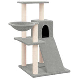 Cat Tree with Sisal Scratching Posts Light Grey 82 cm - Front View