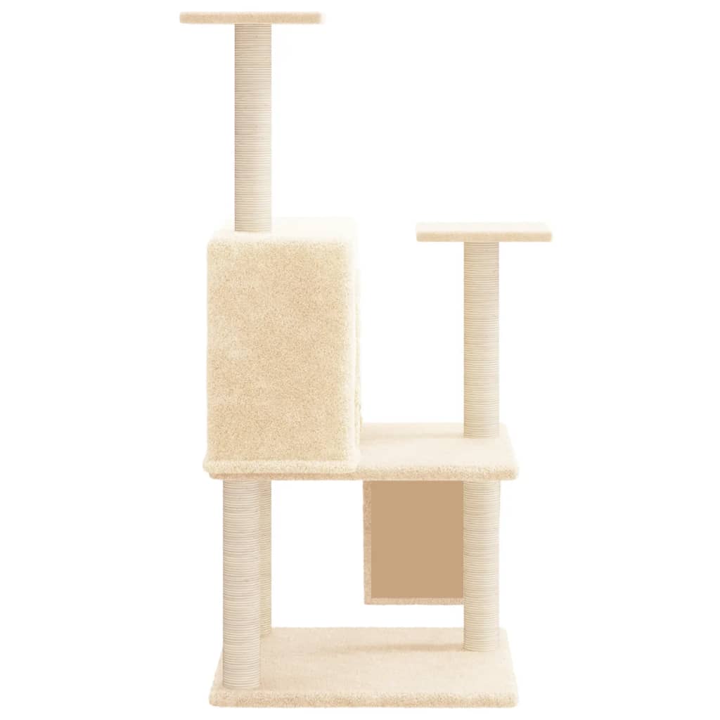 Cat Tree with Sisal Scratching Posts Cream 109 cm
