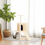 Cat Tree with Sisal Scratching Posts Cream 109 cm