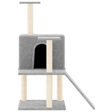 Cat Tree with Sisal Scratching Posts Light Grey 109 cm - Side View
