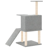 Cat Tree with Sisal Scratching Posts Light Grey 109 cm - 45-Degree Angle