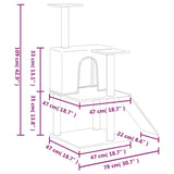 Cat Tree with Sisal Scratching Posts Light Grey 109 cm - Close-Up Angle