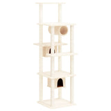 Cat Tree with Sisal Scratching Posts Cream 169 cm - Front View