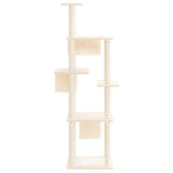 Cat Tree with Sisal Scratching Posts Cream 169 cm - Top-Down View