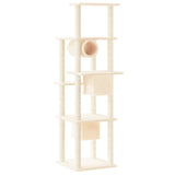 Cat Tree with Sisal Scratching Posts Cream 169 cm